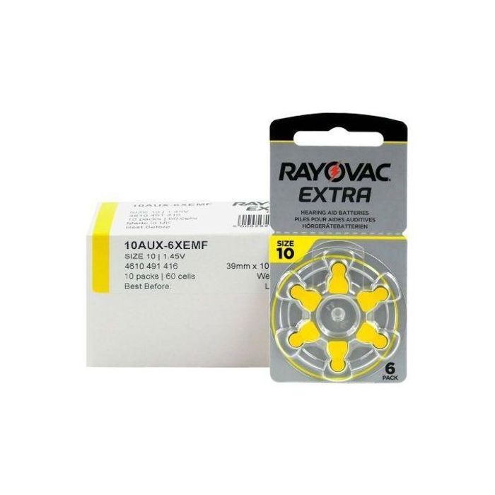 Rayovac Piles pour appareils auditifs EXTRA 10 boîte (60 pièces)