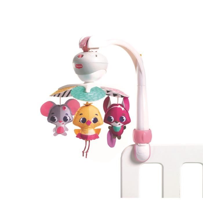 Tiny Love Mobile de Voyage pour Lit et poussette, Musical 3 en 1 pour Bébé, 5 Mélodies,, Collection Princesse