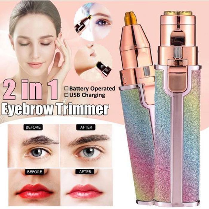 Épilateur électrique 2en1 - Compact - Sourcils et corps - Tête lavable - Rasage précis - Sécurisé