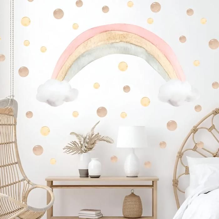 Autocollant mural - Décoration murale - Arc en ciel - Vinyle adhésif - Multicolore - Enfant