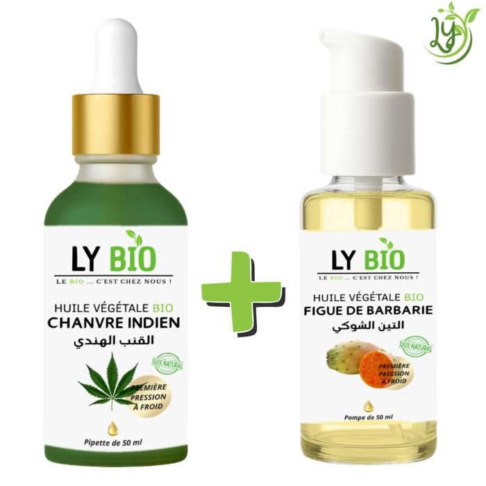 LYBIO PACK HUILE CHANVRE 50ML - PIPETTE + HUILE FIGUE DE BARBARIE 50ML - POMPE