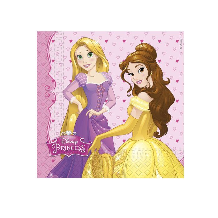 Serviettes en papier - Disney - Princesses - 20 pièces - 33x33 cm - Rose multicolore