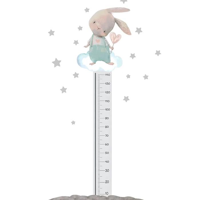 Autocollant mural - Multicolore - Lapin - Vinyle adhésif - Décoration chambre - Enfant