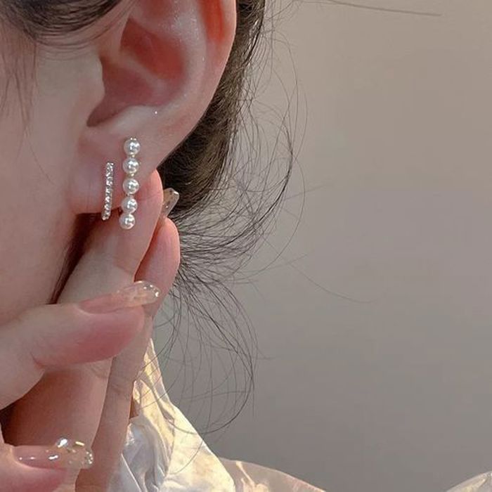 Boucles d'oreilles à double couche en perle coréenne bijoux luxe pour femmes