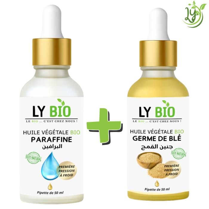 LYBIO PACK HUILE PARAFFINE 50ML - PIPETTE + HUILE GERME DE BLE 50ML - PIPETTE