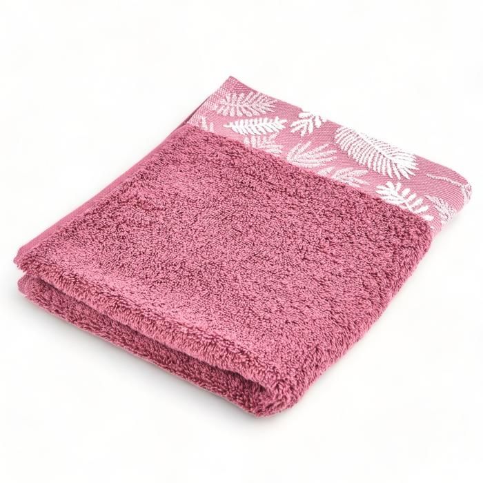 SERVIETTE MAIN JACQUARD FOUGERE ROSE 40X70 - 500 G
