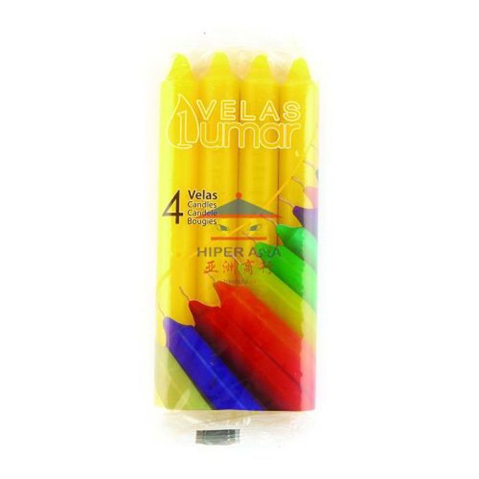 Velas lumar pack de 4 bougies cylindriques jaunes