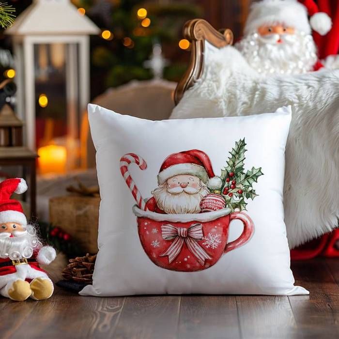 Housse de coussin décorative en forme d'ours en peluche de Noël
