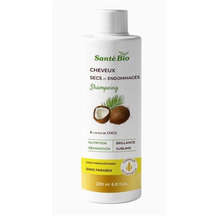 SANTE BIO SHAMPOING CHEVEUX SECS ET ENDOMMAGES  à l'huile de Coco 200ml