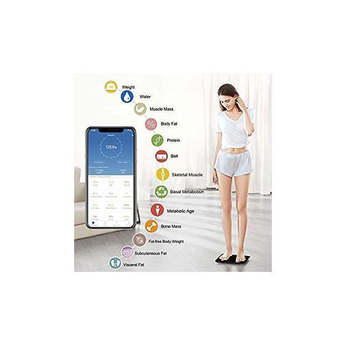 Pèse-Personne Bluetooth Balance Salle de Bains Impedancemetre avec 13 Données Corporelles