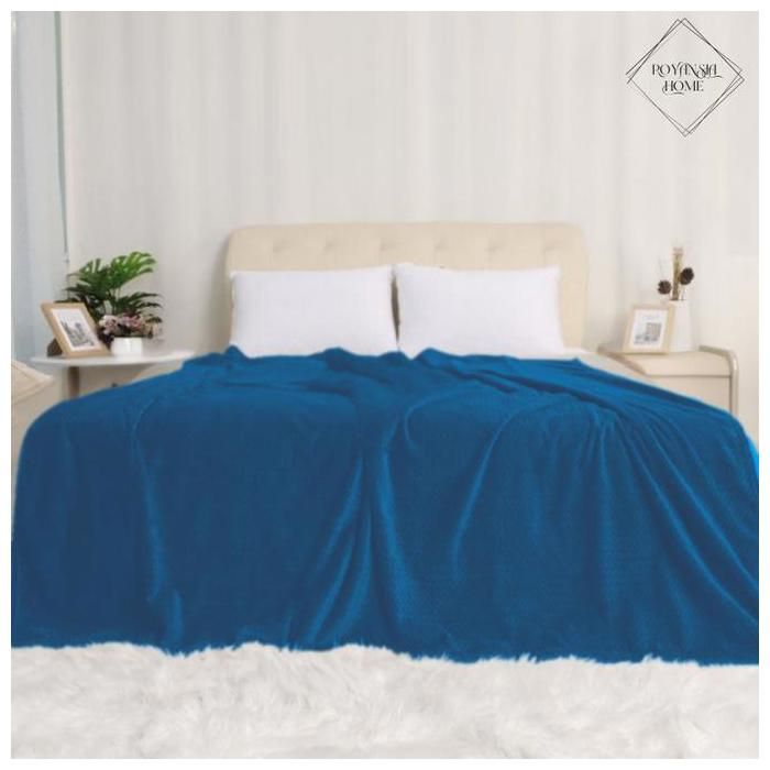 Couverture - ROYANSIA HOME - Flanelle 220x240 cm - Ultra Douce - Résistante - Bleu