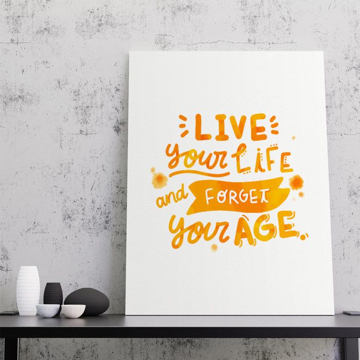 Tableau Décoratif - Live your life - 60x90 cm - Multicolore - Design Contemporain - Lettrage