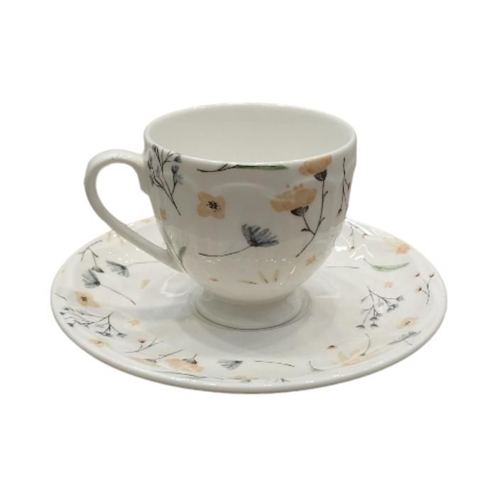 TASSE ET Sous TASSE FLEURS EN PORCELAINE 60ML/13CM