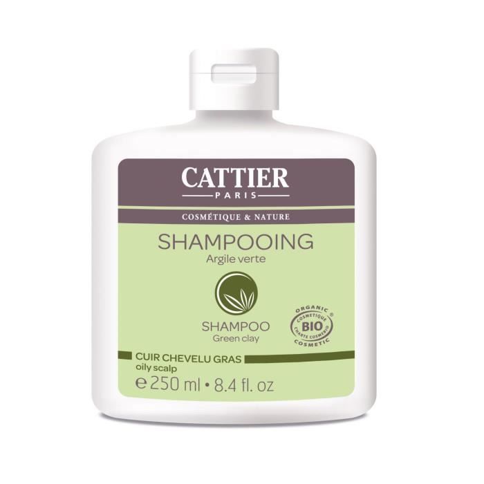 Cattier Shampooing Argile Verte Cuir Chevelu Gras 250ml