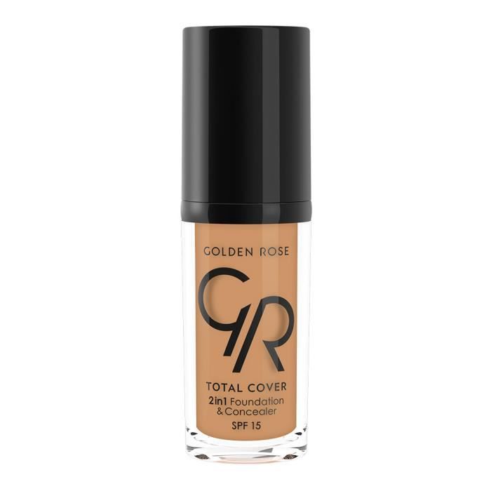 Fond de teint 2 en 1 - Total Cover - N19 Caramel Foncée - Non gras - Texture fluide - Couvrance ajustable