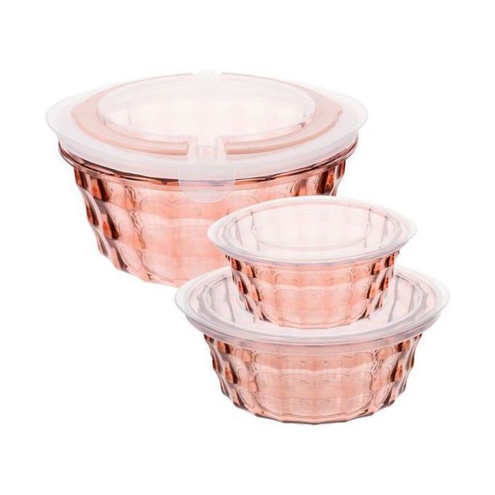 Lot de 3 boîtes avec couvercles, lunch box, récipient à salade à emporter avec poignée.