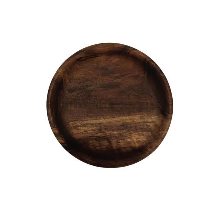 Plat et Saladier en Bois de Noyer 25cm,  Style Naturel