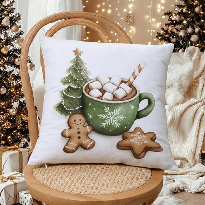 Housse de coussin - OUTFITS AND MORE - Bonhomme de Noël - 40x40cm - Multicolore - Douceur extra
