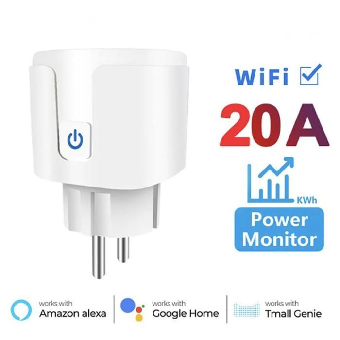 Prise intelligente - Tuya WiFi 20A - Commande vocale - Surveillance d'énergie - Télécommande APP