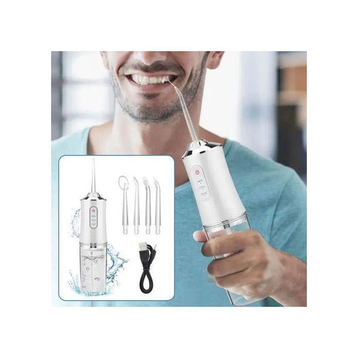 Fil Dentaire Portable Sans Fil Irrigateur Oral Nettoyage 3 Modes, Nettoyant Dentaire BLANC