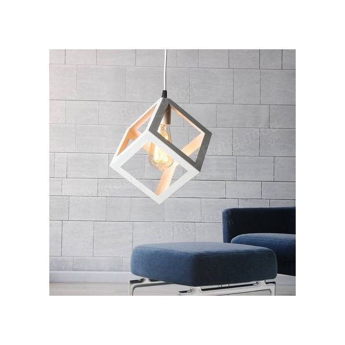 Suspension Cube blanc + Ampoule EDISON LED 4W