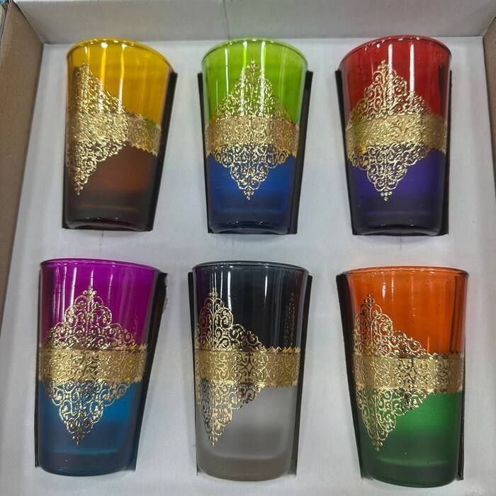 6 Verres à Thé Prestige Impérial Doré Coloré