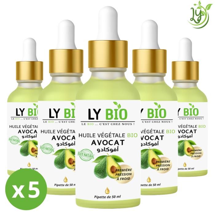 Huile Végétale - LYBIO - Avocat - 50ml - Lot de 5 - Hydratant