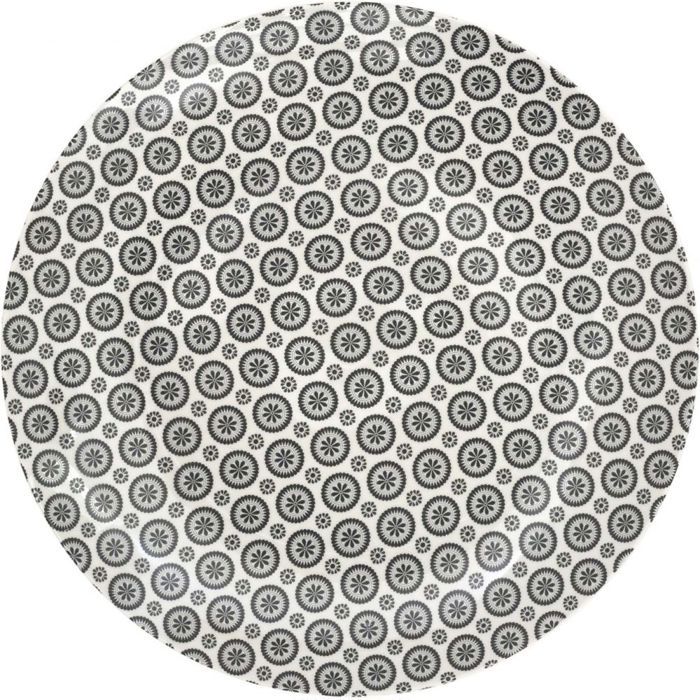 Assiette en porcelaine imprimée Cottage 25 cm blanc et gris