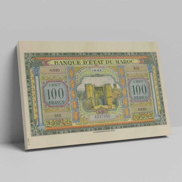 Tableau Décoratif - 100 Francs Élégance Vintage - Velours - Multicolore - 40 x 60 cm