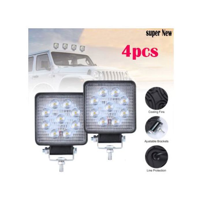 *//4 piéces Lampe de travail Carré LED étanche, ampoule de projecteur, pour véhicule tout-terrain, bateau, Suv, camion, 4x4