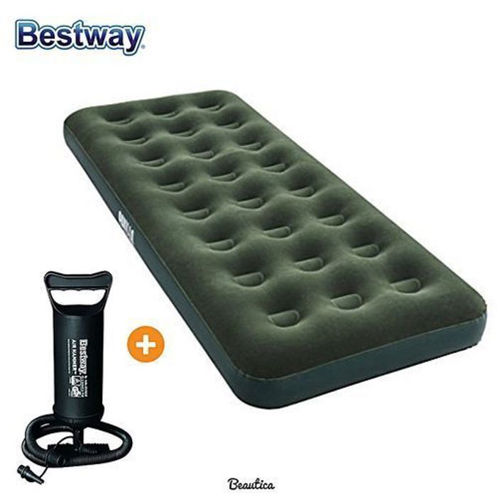 Matelas Gonflable - BESTWAY - Aeroluxe - 1 Place - 185 x 76 x 22 cm - Vert avec Gonfleur