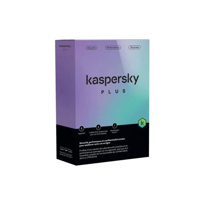 Kaspersky Anti-virus Plus (équivalent à Internet Security) - 5 Postes / 1 an