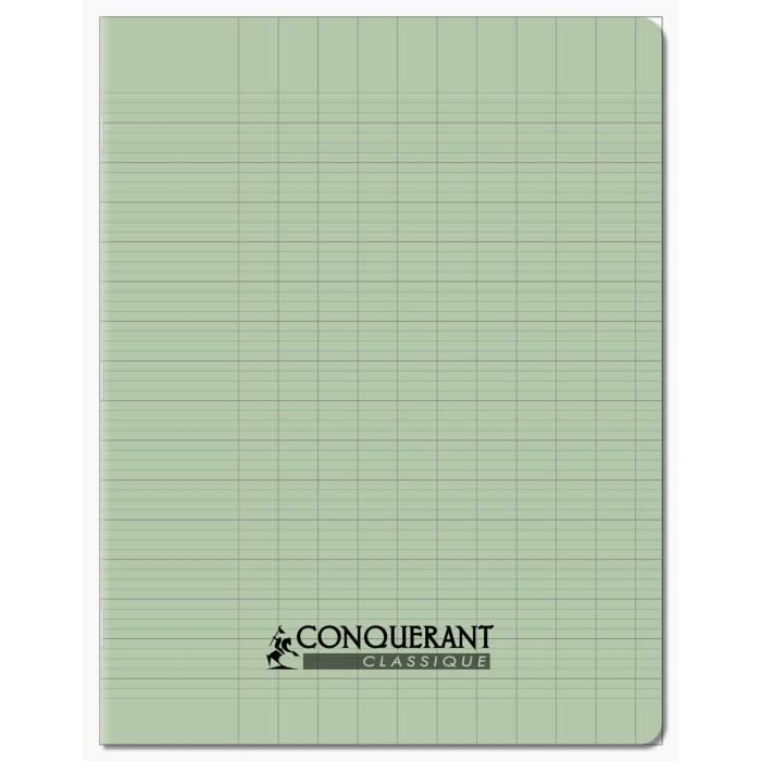 Cahier - CONQUERANT - 17x22 cm - 96 pages - Grands carreaux - Vert tendre