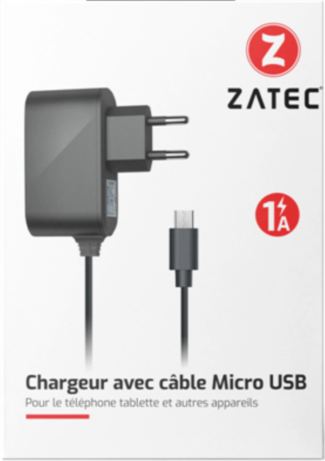 Chargeur Secteur M-C03 1A avec câble intégré Micro USB