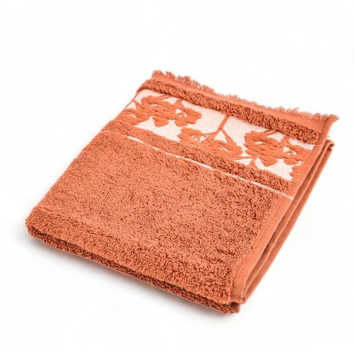 SERVIETTE MAIN JACQUARD FLORALIA BRIQUE - 40X70 - 500 G