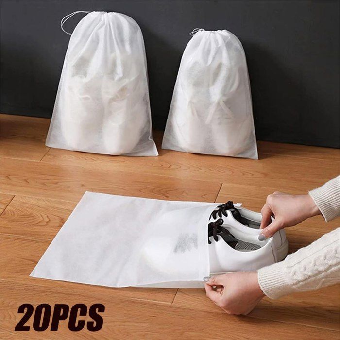 LOT DE 20 SACS DE RANGEMENT POUR CHAUSSURES -BLANC