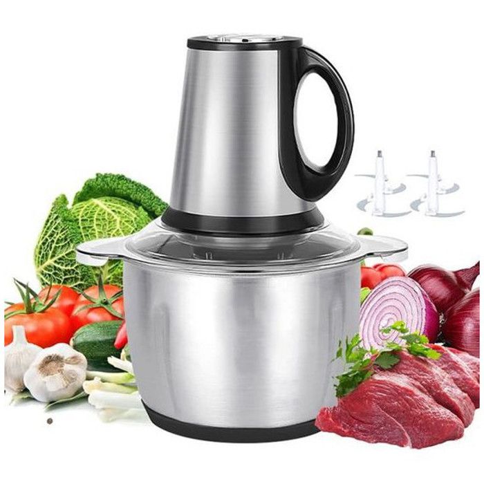 Robot hachoir inox 500w, 5 litre 3 vitesses pour aliment, viande