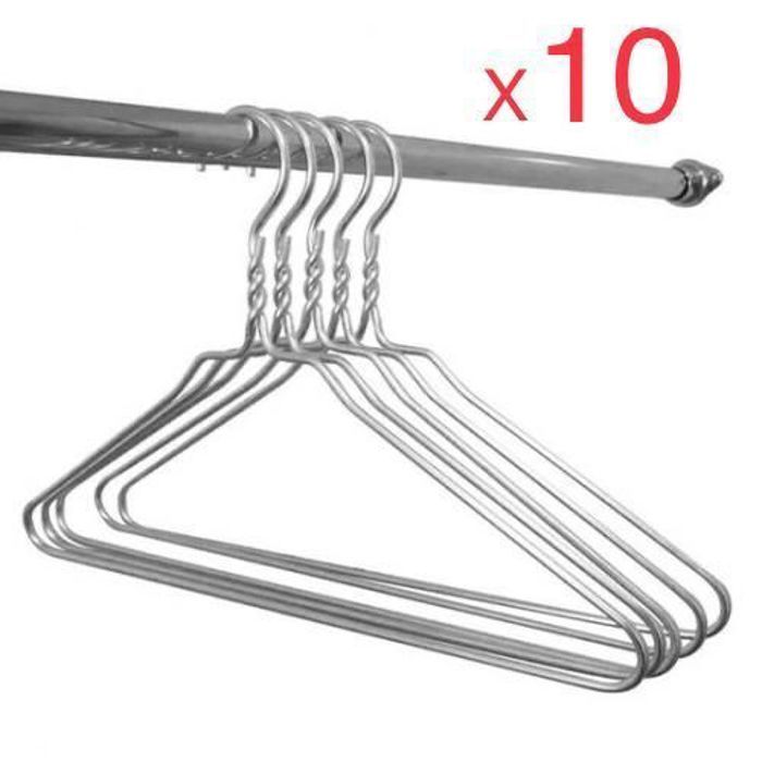 Ensemble de 10 cintres Métal robuste avec chrome poli, gain de place, H.20 x l.40,5 x P.0.2 cm 3.5