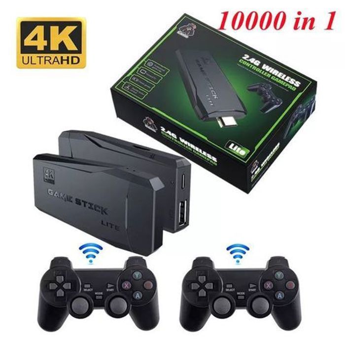 Console de jeu vidéo sans fil, écran HD 4K 64Gb HDMI avec 10000 jeux + 2 Manettes.