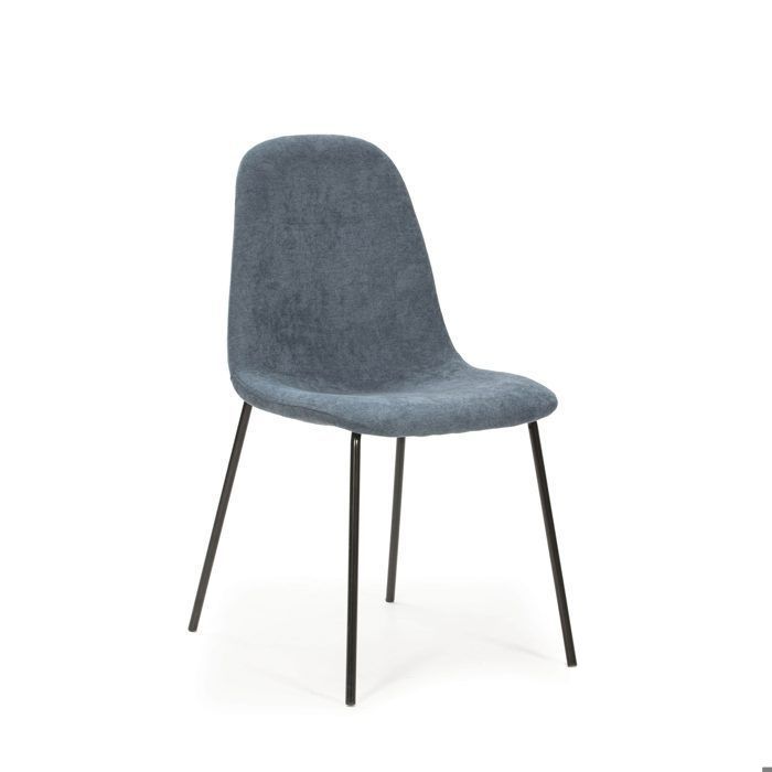 Chaise de séjour - RENNE - Modèle Bleu - Tissu - Pieds en métal - Design contemporain