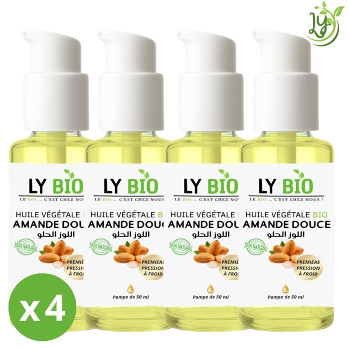 Huile Végétale - LYBIO - Amande Douce - 50ML - Lot de 4 - Hydratant