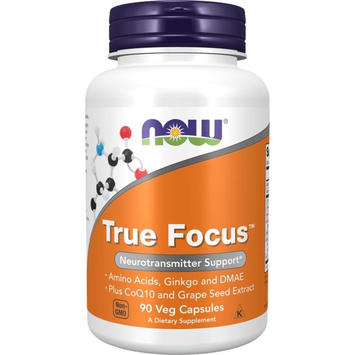 NOW Foods True Focus  Ginkgo Biloba, le DMAE, le CoQ10 - 90 Gélules  - , Acuité Mentale & Soutien de l'Humeur