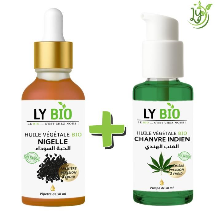 Pack Huile Nigelle 50ml - LYBIO - Huile Chanvre 50ml - Soin Hydratant - Mixte - Bébé