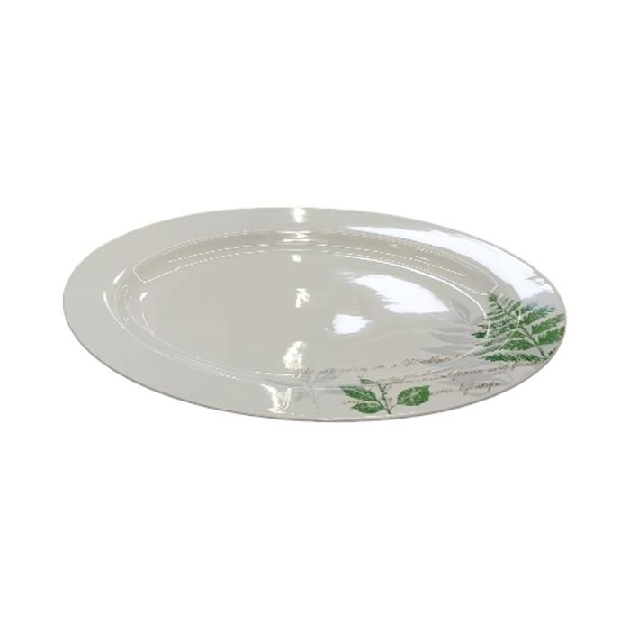 ASSIETTE PLATE OVALE EN PORCELAINE DECOREE (L) 41*29,5*