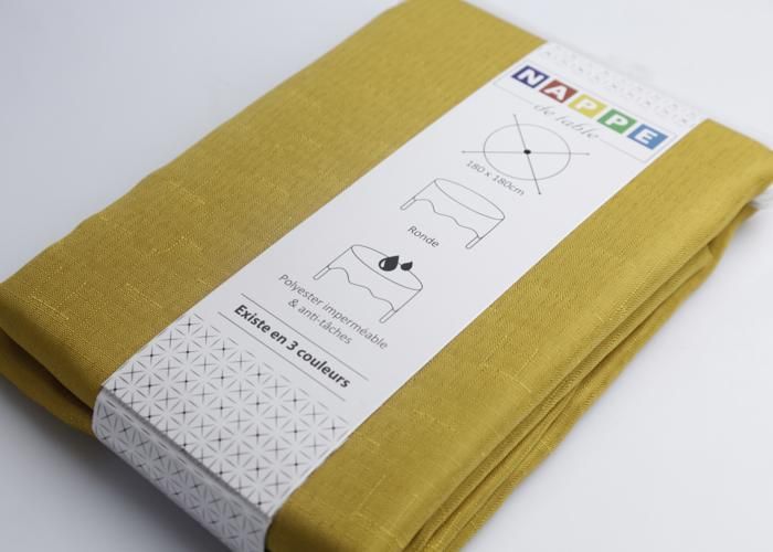 Nappe Imperméable Aspect Lin Ronde 180 cm NM30100 - Couleur Aléatoire
