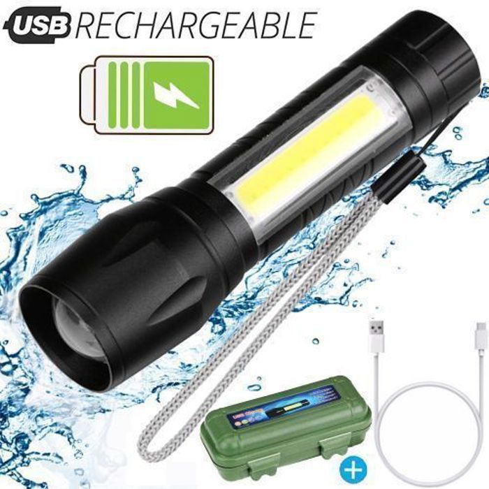 Mini Lampe Torche LED de poche rechargeable USB, Lumière ajustable Haute-Puissance