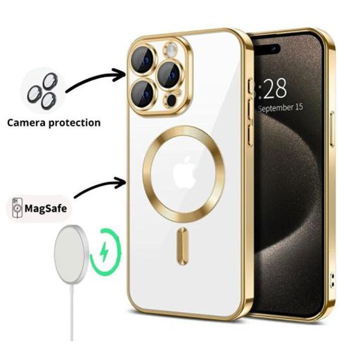 Pochette doré transparente pour iPhone 12 MagSafe magnétique