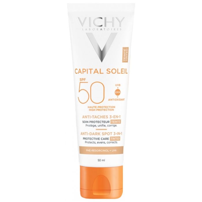 Vichy Capital Soleil Crème Solaire Visage Teintée Anti-Taches 3 en 1 SPF50+ 50ml
