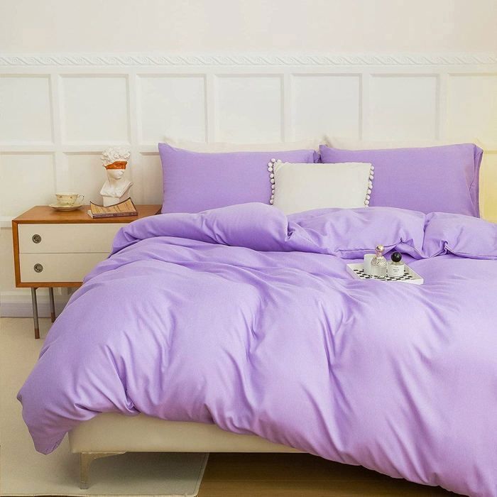 Housse de couette Mauve - 2places 240x260cm +2 TO // Doux & Antiallergique