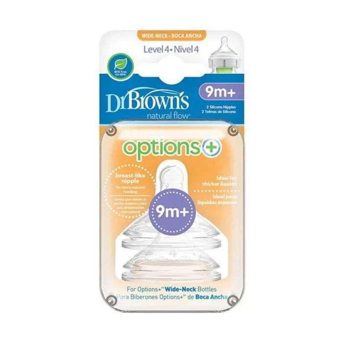 Tétine - DR BROWN'S - Cole Large L4 - Pack de 2 - 9 mois+ - Débit rapide